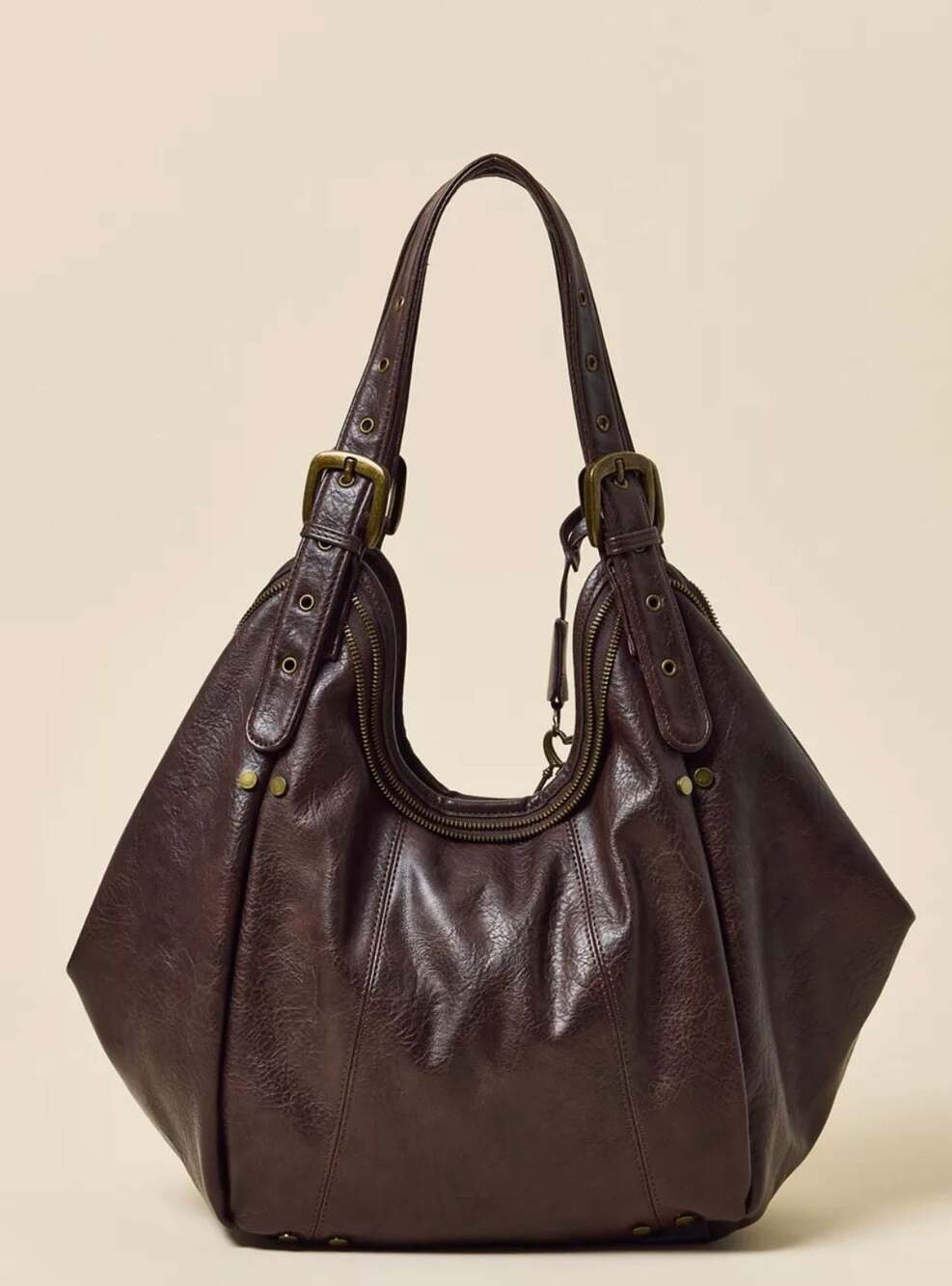 BDG Cici Faux Leather Slouchy Tote Bag Brown